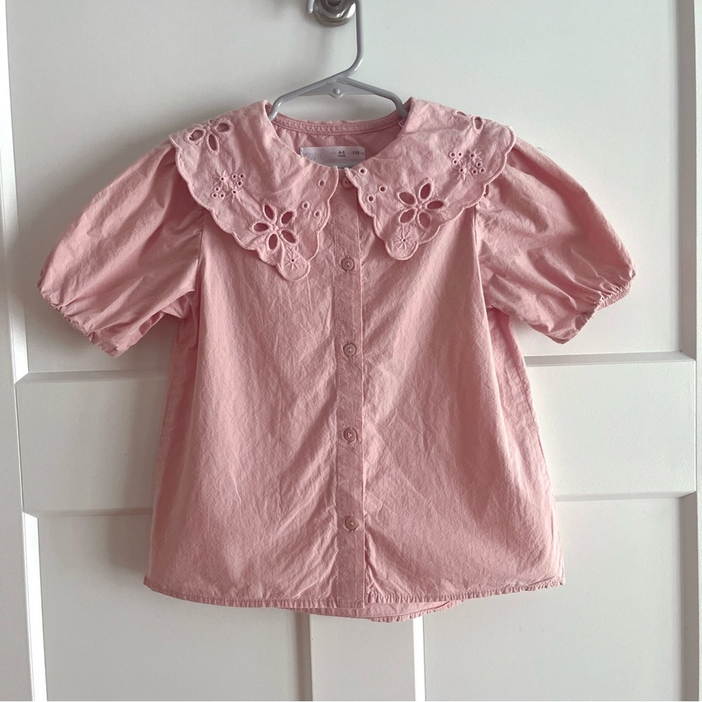 Zara Pink Lace Collar Kids Shirt size 4-5